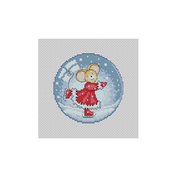 Furry Tales Christmas Snow Globe Mouse, Cross Stitch Pattern by Lucie Heaton, PDF Counted Cross Stitch Chart Download