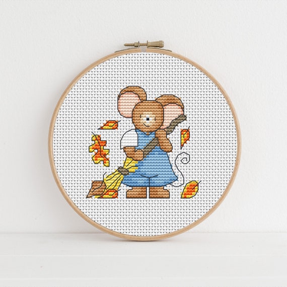 Furry Tales Sweeping Leaves Cross Stitch Pattern / FT057 / Autumn Cross Stitch / Pattern PDF Download / Lucie Heaton