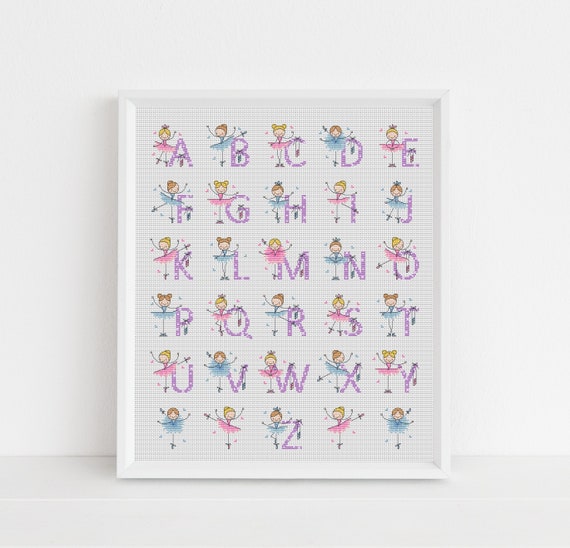 Ballerina Alphabet Cross Stitch Pattern - Lucie Heaton - Digital PDF Counted Cross Stitch Chart Download