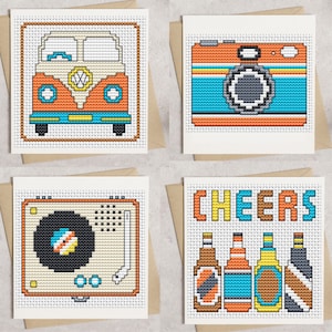 Cartes pour lui - fête des pères - anniversaire - modèle de point de croix - Lucie Heaton - grille numérique PDF au point de croix à télécharger