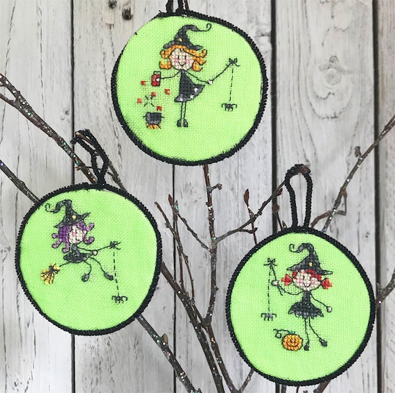 Witch Fairies Halloween Cross Stitch Pattern - Lucie Heaton - Digital PDF Counted Cross Stitch Chart Download