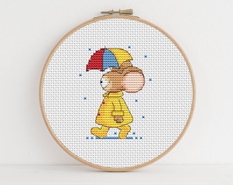 Furry Tales - April Showers / PDF Cross Stitch Pattern / Lucie Heaton