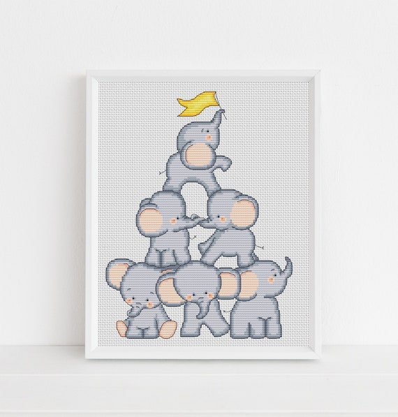 Baby Elephant Tower Cross Stitch Pattern / PDF Cross Stitch Chart