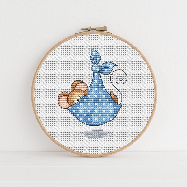 Furry Tales New Baby Mouse - Cross Stitch Pattern - Lucie Heaton - Digital PDF Counted Cross Stitch Chart Download