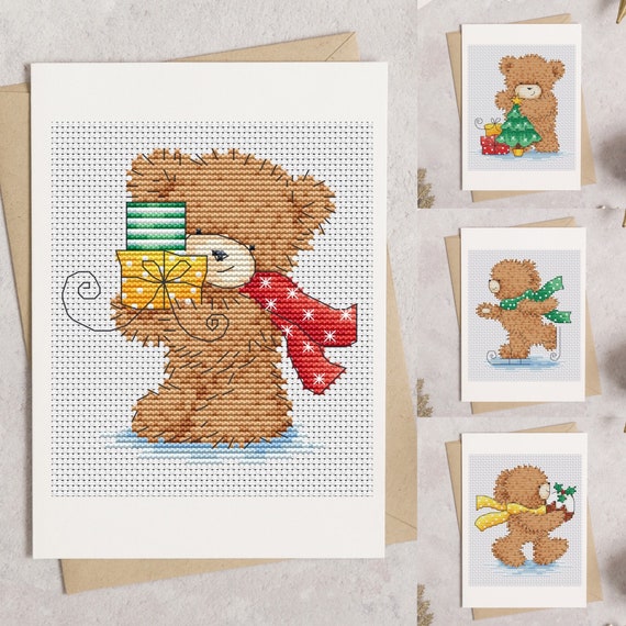 Christmas Teddy Bears Cross Stitch Pattern Set by Lucie Heaton, PDF Counted Cross Stitch Chart Download