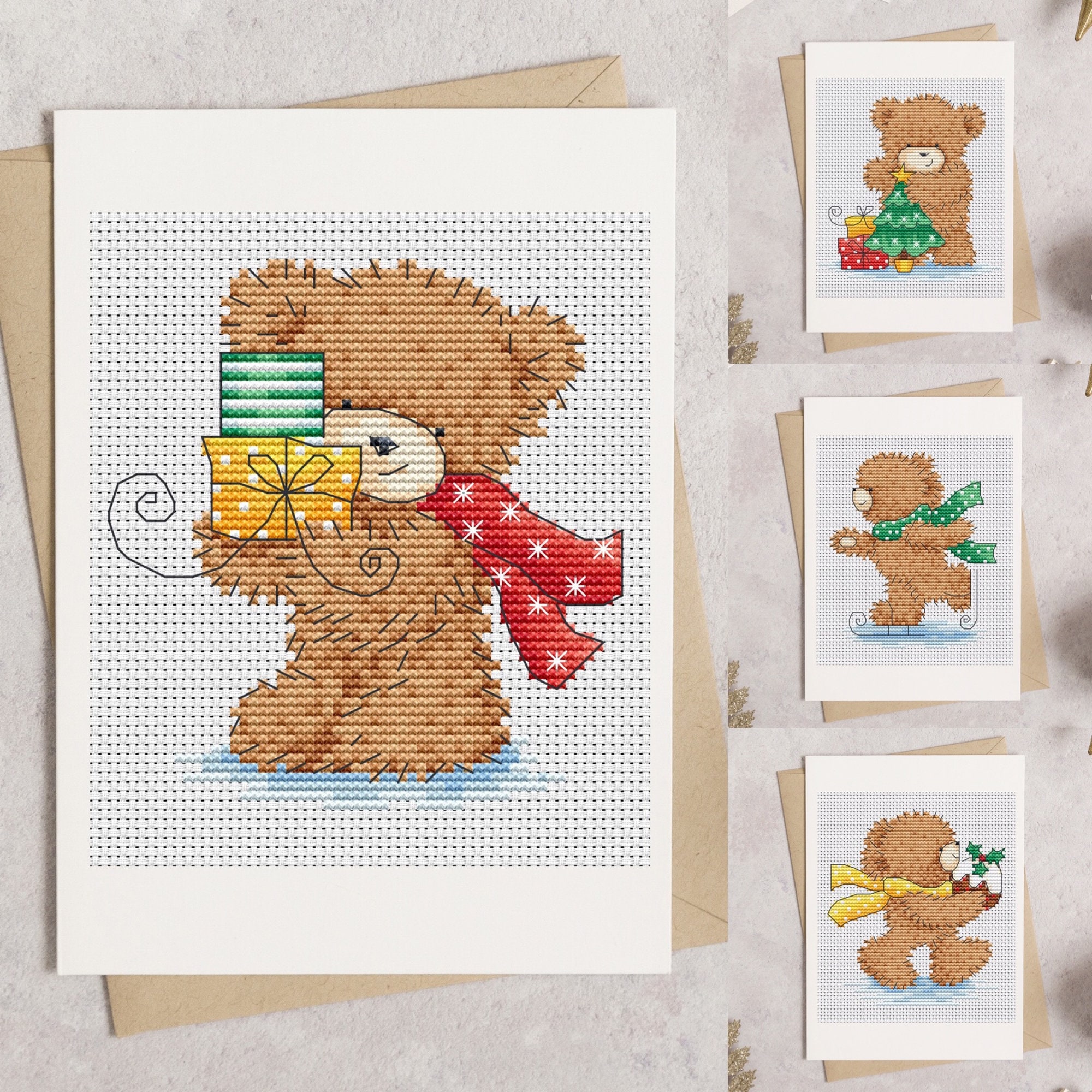 Baby Polar Bears Small Christmas Stocking Cross Stitch Pattern Lucie Heaton  Digital PDF Counted Cross Stitch Chart Download 