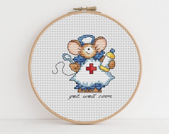 Furry Tales Nurse Mouse Cross Stitch Pattern / Get Well Soon Cross Stitch/ Nurse Cross Stitch Pattern PDF Download / Lucie Heaton