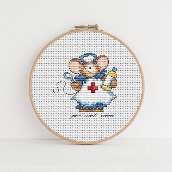 Furry Tales Nurse Mouse Cross Stitch Pattern / Get Well Soon Cross Stitch/ Nurse Cross Stitch Pattern PDF Download / Lucie Heaton