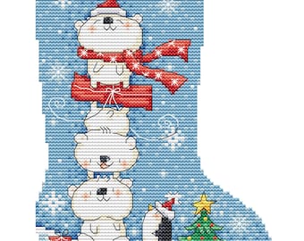 Polar Bear Christmas Stocking Cross Stitch Pattern - Lucie Heaton ...