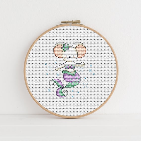 Furry Tales Mermaid Flossie Mouse - Cross Stitch Pattern - Lucie Heaton - Digital PDF Counted Cross Stitch Chart Download