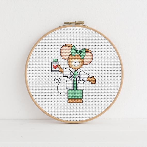 Furry Tales Doctor Lizzie Cross Stitch Pattern / Get Well Soon Cross Stitch/ Doctor Cross Stitch Pattern PDF Download / Lucie Heaton