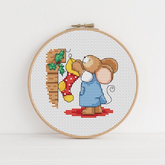 Furry Tales Christmas Eve Mouse - Cross Stitch Pattern - Lucie Heaton - Digital PDF Counted Cross Stitch Chart Download