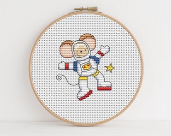 Furry Tales Astronaut Mouse - Cross Stitch Pattern - Lucie Heaton - Digital PDF Counted Cross Stitch Chart Download