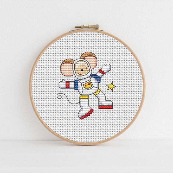 Furry Tales Astronaut Mouse - Cross Stitch Pattern - Lucie Heaton - Digital PDF Counted Cross Stitch Chart Download