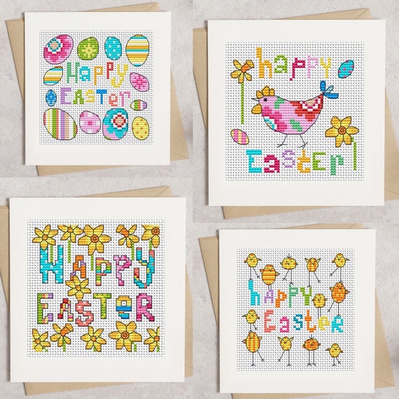 Happy Easter Cards Cross Stitch Pattern - Lucie Heaton - Digital PDF Counted Cross Stitch Chart Download