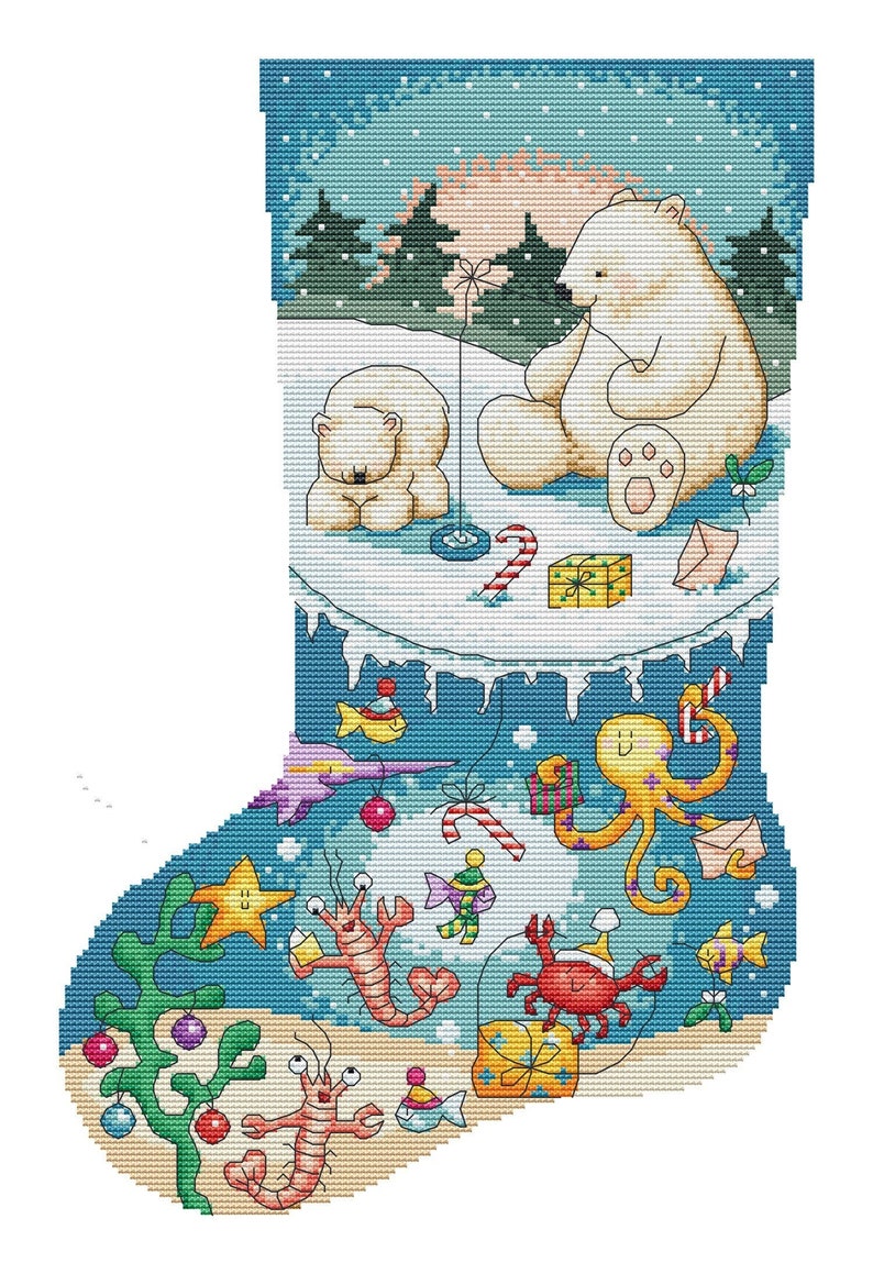 Polar Bear Christmas Stocking Cross Stitch Pattern - Lucie Heaton ...