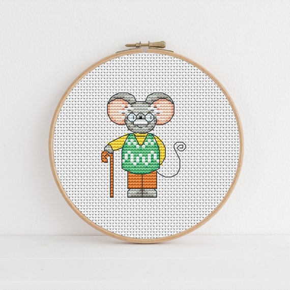 Furry Tales Grandpa Mouse, Cross Stitch Pattern by Lucie Heaton,  PDF Counted Cross Stitch Chart Download