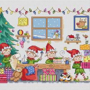 Santa's Workshop Lucie Heaton Digital PDF Counted Cross Stitch Chart Download image 2