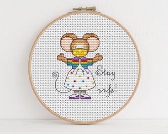 Furry Tales Stay Safe Lizzie Mouse - Cross Stitch Pattern - Lucie Heaton - Digital PDF Counted Cross Stitch Chart Download