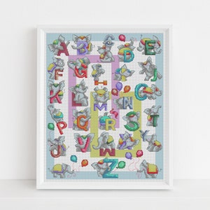 Elephant ABC / Baby / Nursery / PDF Cross Stitch Pattern