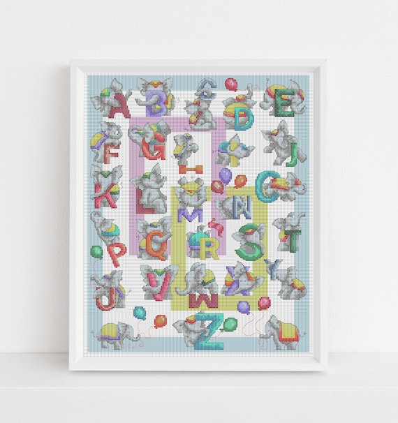 Elephant ABC / Baby / Nursery / PDF Cross Stitch Pattern