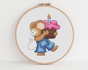 Furry Tales - Cupcake Mouse / PDF Cross Stitch Pattern / Lucie Heaton