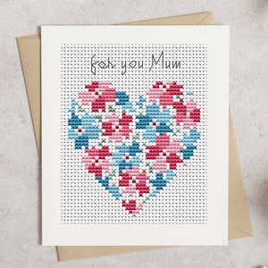 Floral Mother's Day Cards Cross Stitch Pattern Lucie Heaton Digital PDF Counted Cross Stitch Chart Download image 4