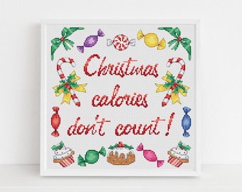 Christmas Calories Cross Stitch Pattern / PDF Pattern / Cross Stitch Designs / Counted Cross Stitch Chart / Lucie Heaton