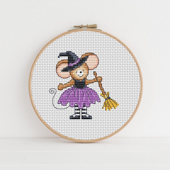 Furry Tales Witch Mouse - Cross Stitch Pattern - Lucie Heaton - Digital PDF Counted Cross Stitch Chart Download