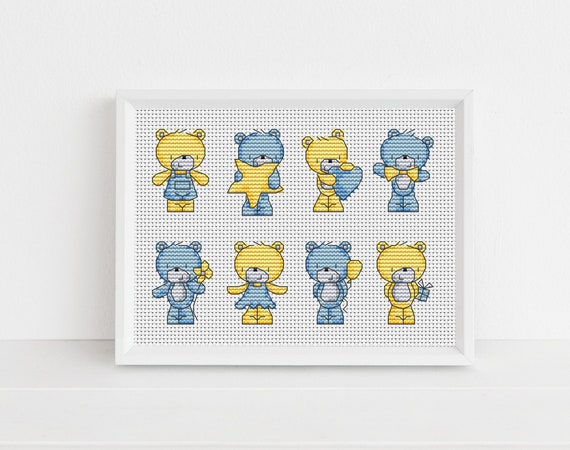 Tiny Teddy Bears Cross Stitch Pattern / PDF Cross Stitch Chart
