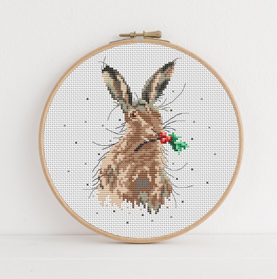 Christmas Hare Cross Stitch Pattern - Lucie Heaton - Digital PDF Counted Cross Stitch Chart Download