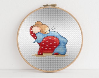 Furry Tales - Sleepy Mouse / PDF Cross Stitch Pattern / Lucie Heaton