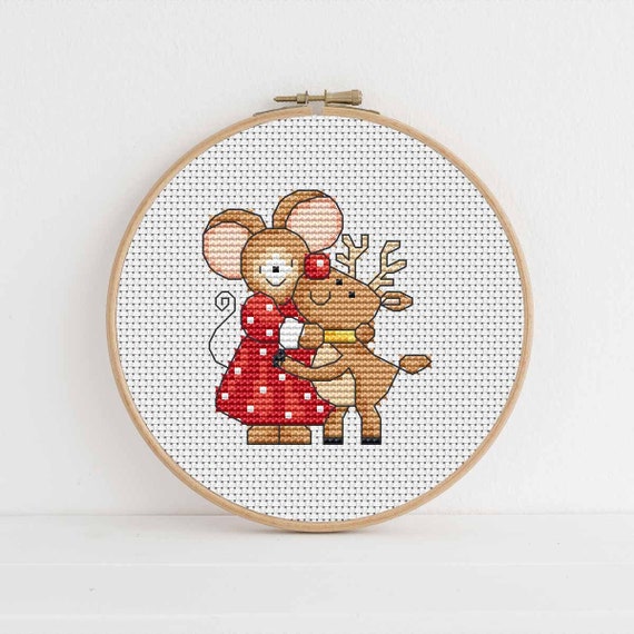 Furry Tales Lizzie and Rudolph - Christmas Cross Stitch Pattern - Lucie Heaton - Digital PDF Counted Cross Stitch Chart Download