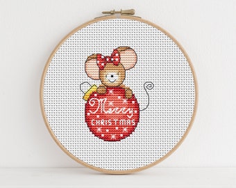 Furry Tales Christmas Bauble Mouse Cross Stitch Pattern - Lucie Heaton - Digital PDF Counted Cross Stitch Chart Download