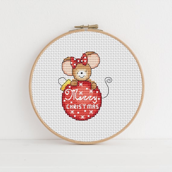 Furry Tales Christmas Bauble Mouse Cross Stitch Pattern - Lucie Heaton - Digital PDF Counted Cross Stitch Chart Download