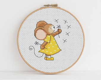 Furry Tales Dandelion Mouse / PDF Cross Stitch Pattern / Lucie Heaton