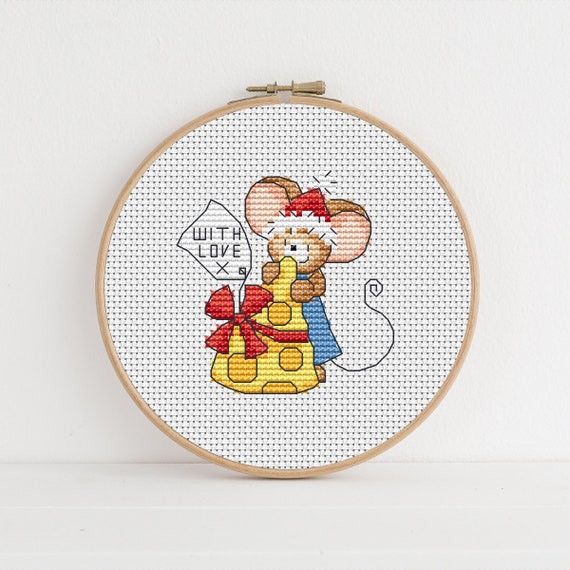 Furry Tales Christmas Cheese Mouse - Christmas Cross Stitch Pattern - Lucie Heaton - Digital PDF Counted Cross Stitch Chart Download