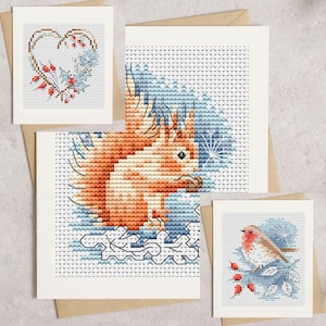 Christmas Hedgerow Cards, Cross Stitch Pattern by Lucie Heaton, PDF Counted Cross Stitch Chart Download