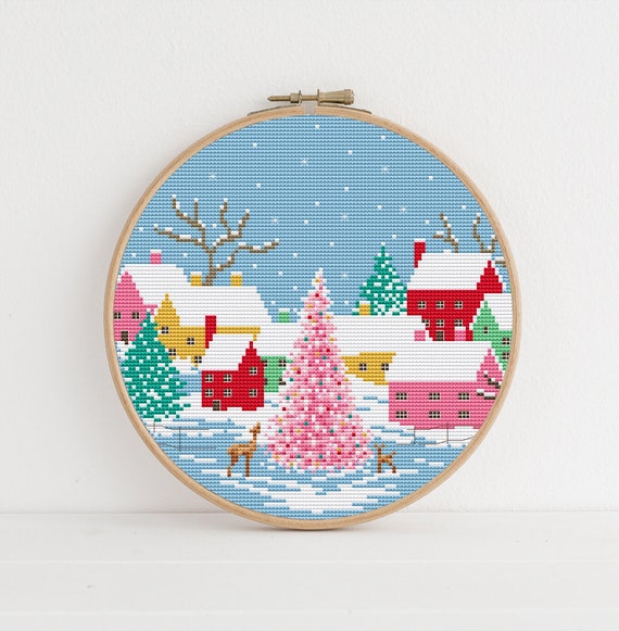 Pretty Christmas Village Cross Stitch Pattern by Lucie Heaton PDF