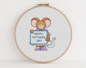 Furry Tales Fathers Day Lizzie Mouse Cross Stitch Pattern PDF Lucie Heaton