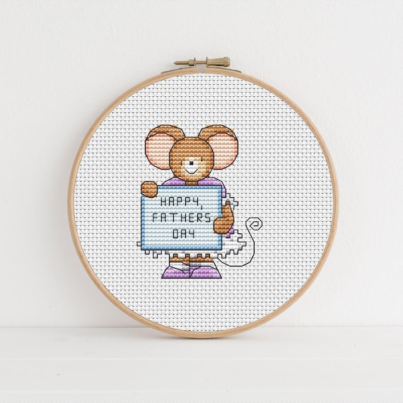 Furry Tales Fathers Day Lizzie Mouse Cross Stitch Pattern PDF Lucie Heaton