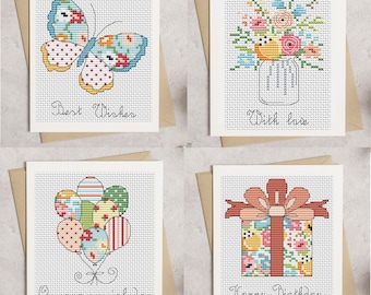 Floral Special Occasion Cards Cross Stitch Pattern - Lucie Heaton - Digital PDF Counted Cross Stitch Chart Download