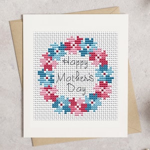 Floral Mother's Day Cards Cross Stitch Pattern Lucie Heaton Digital PDF Counted Cross Stitch Chart Download image 5