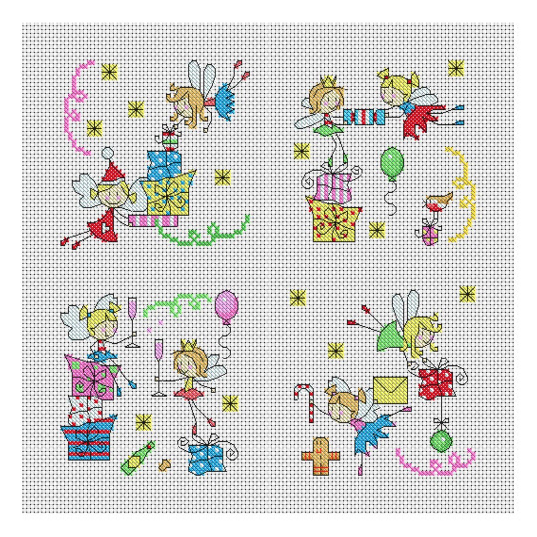 Fairy Christmas Cards / Christmas Cross Stitch PDF Pattern / Counted ...