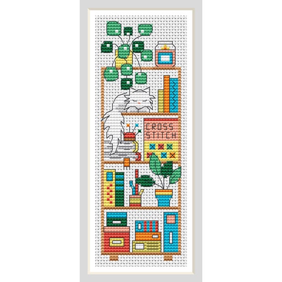 Bookcase Bookmark Cross Stitch Pattern - Lucie Heaton - Digital PDF Counted Cross Stitch Chart Download