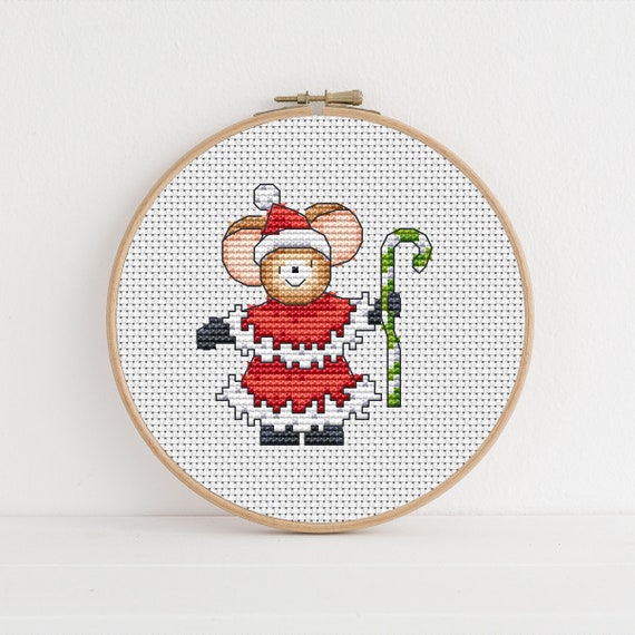 Furry Tales Santa Lizzie Mouse - Christmas Cross Stitch Pattern - Lucie Heaton - Digital PDF Counted Cross Stitch Chart Download