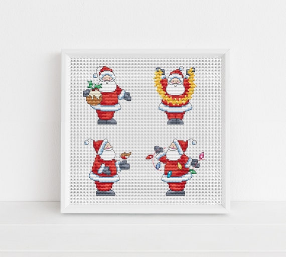 Sweet Santa Cross Stitch Cards Pattern by Lucie Heaton, PDF Counted Cross Stitch Chart Download