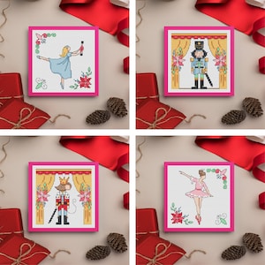 Cartes de Noël casse-noisette, motif point de croix - Lucie Heaton - Grille point de croix numérique PDF à télécharger