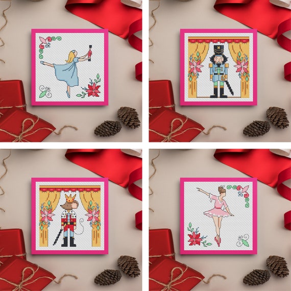 Nutcracker Ballet Christmas Cards Cross Stitch Pattern - Lucie Heaton - Digital PDF Counted Cross Stitch Chart Download