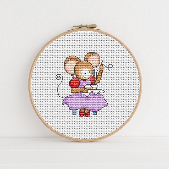 Furry Tales Sewing Mouse / PDF Cross Stitch Pattern / Lucie Heaton